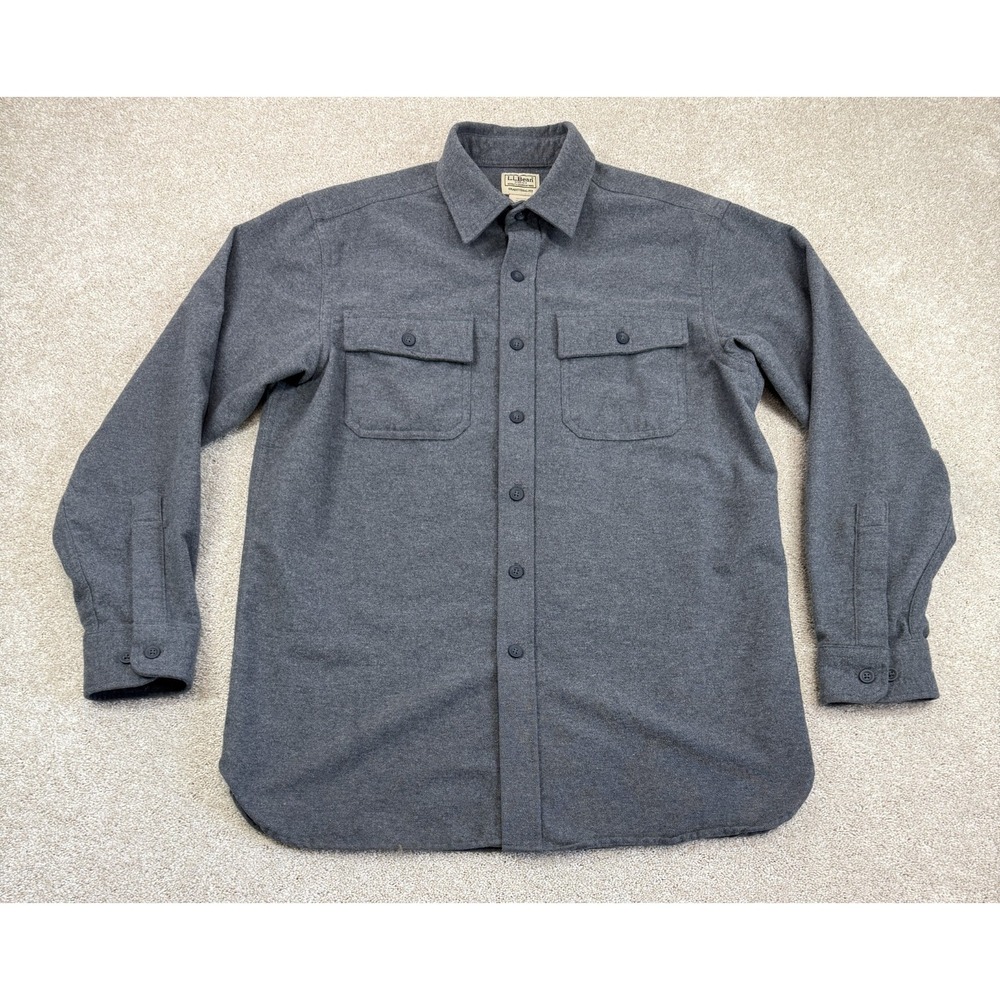 LL Bean Chamois Shirt Men's MEDIUM Grayish Blue Traditional Fit 187923
